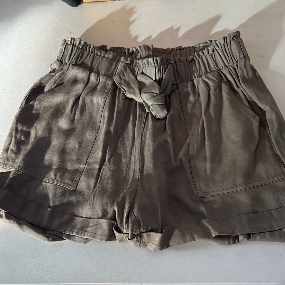 Olive Green Shorts with Tie Detail
